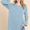 BOMBOM Long Sleeve Curved Hem Ribbed T-Shirt