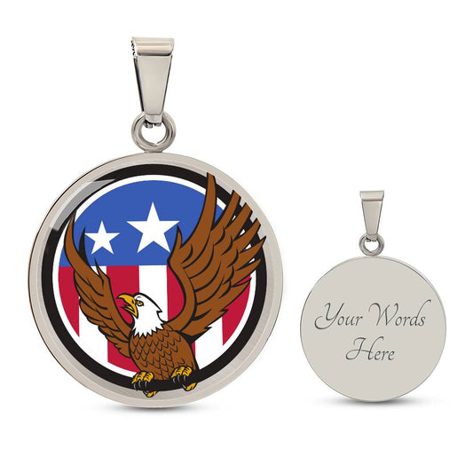 USA Proud flag Luxury Graphic Circle Necklace (custom engraving option is available)3