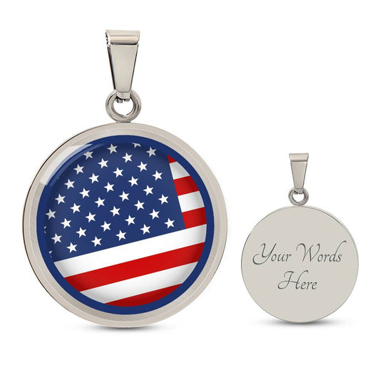 USA Proud flag Luxury Graphic Circle Necklace (custom engraving option is available)2