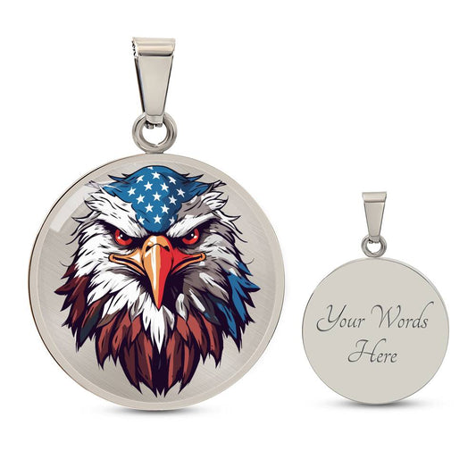 USA Proud flag Luxury Graphic Circle Necklace (custom engraving option is available)5