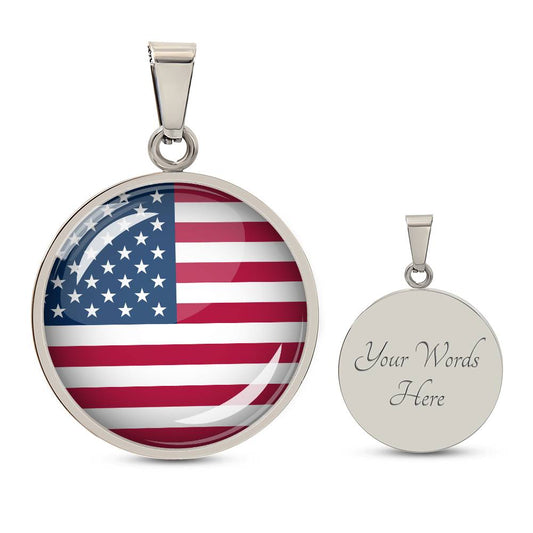 USA Proud flag Luxury Graphic Circle Necklace (custom engraving option is available)7