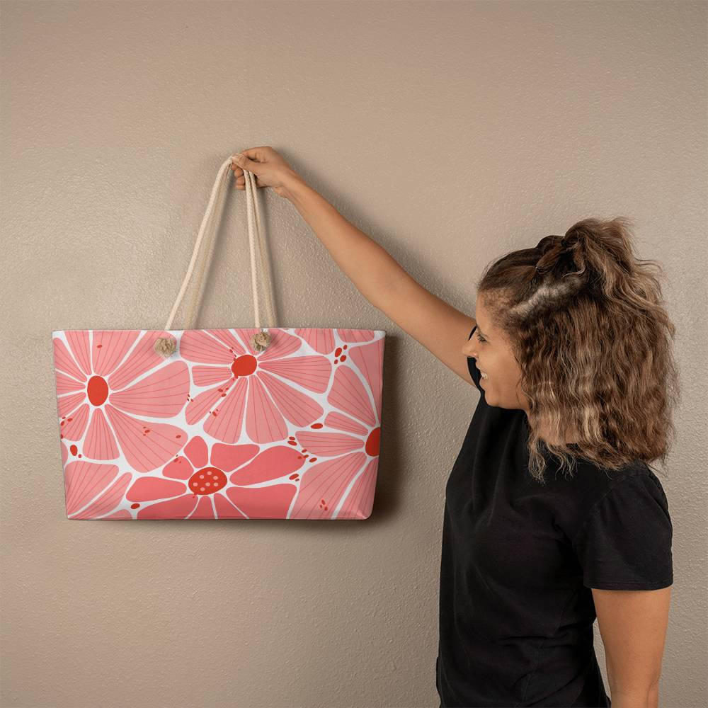 Pink Flower Weekender Tote Bag