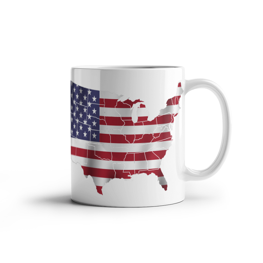 The USA Map- White Ceramic Mug