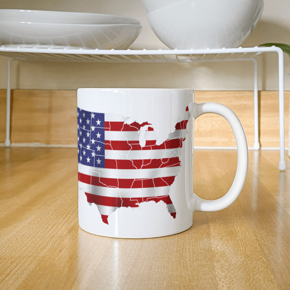 The USA Map- White Ceramic Mug