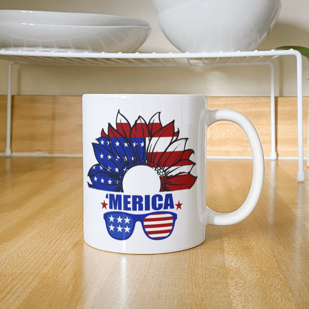 The USA Flower - White Ceramic Mug