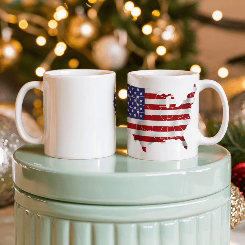 The USA Map- White Ceramic Mug