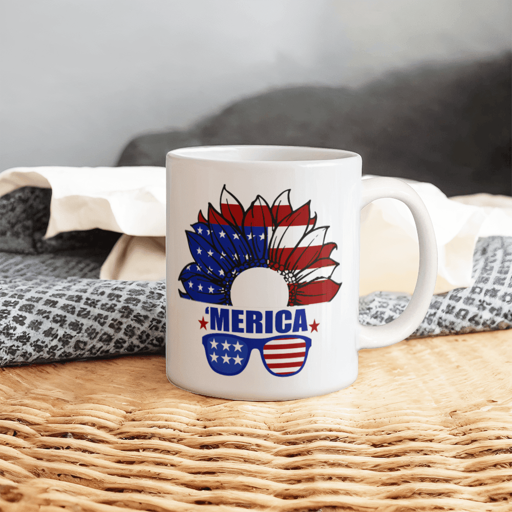 The USA Flower - White Ceramic Mug