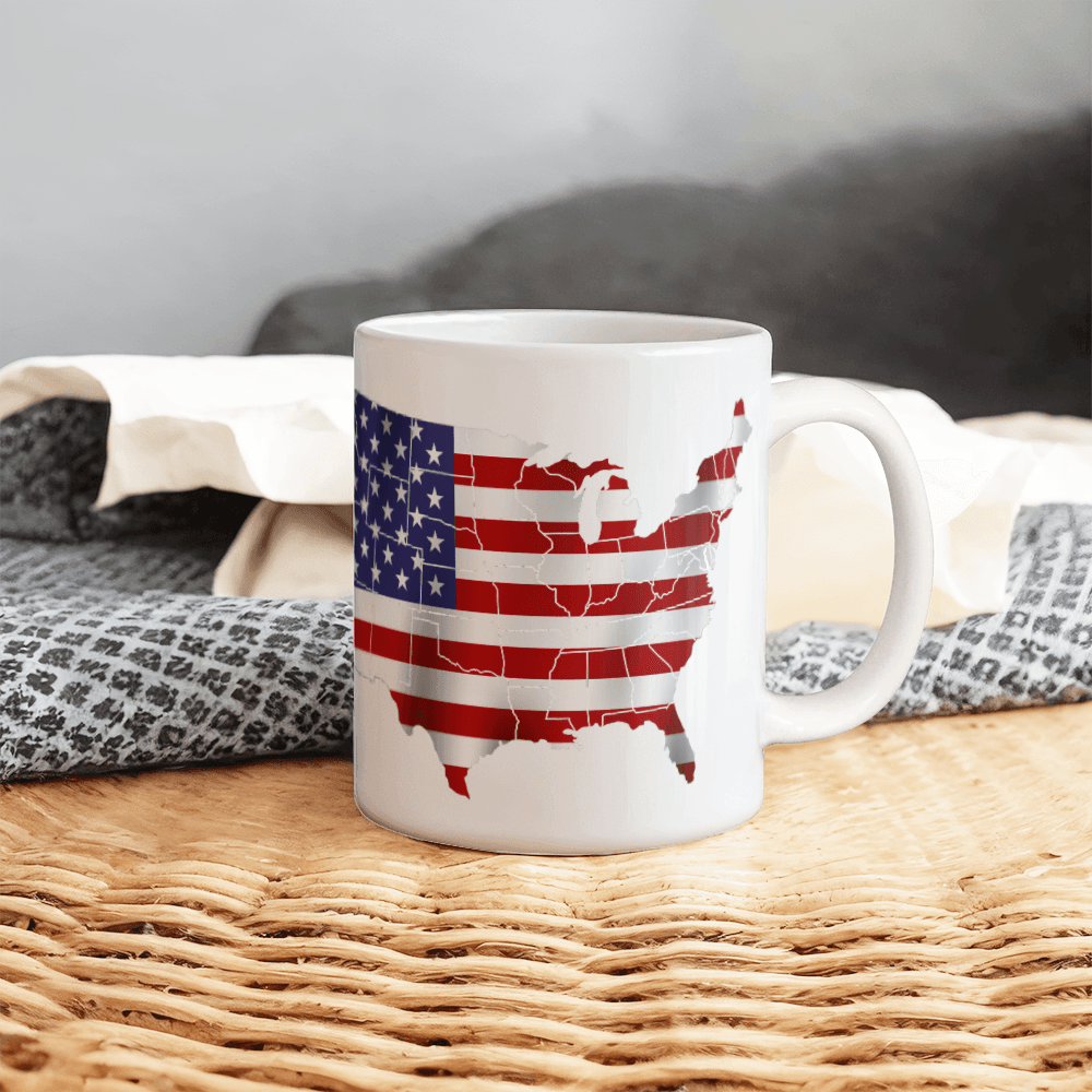 The USA Map- White Ceramic Mug