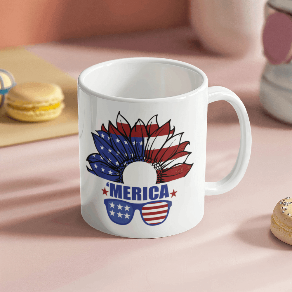 The USA Flower - White Ceramic Mug