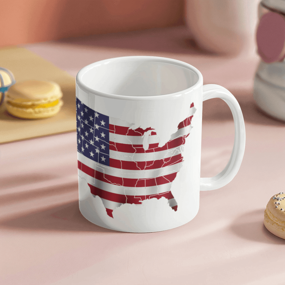 The USA Map- White Ceramic Mug