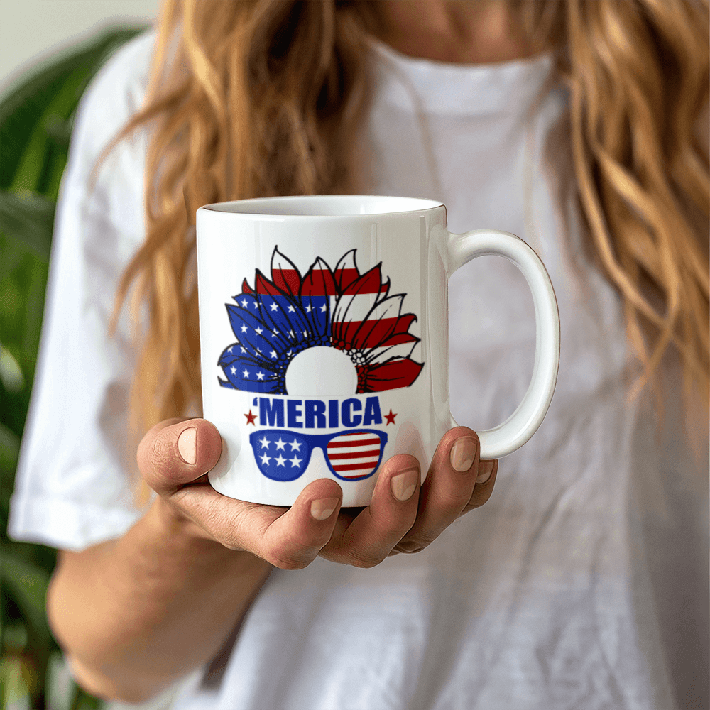 The USA Flower - White Ceramic Mug