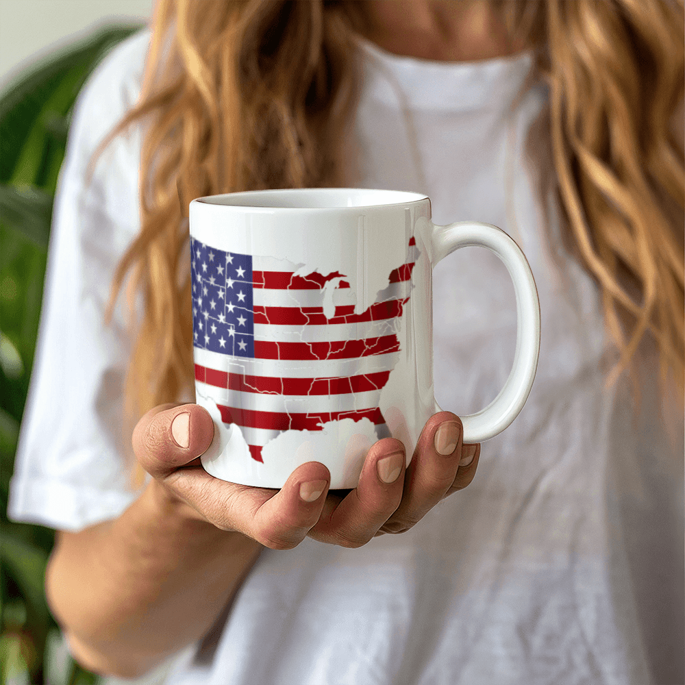 The USA Map- White Ceramic Mug