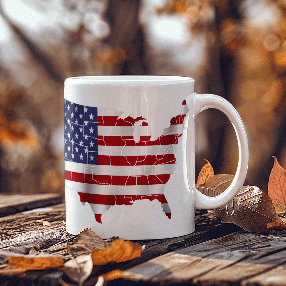 The USA Map- White Ceramic Mug