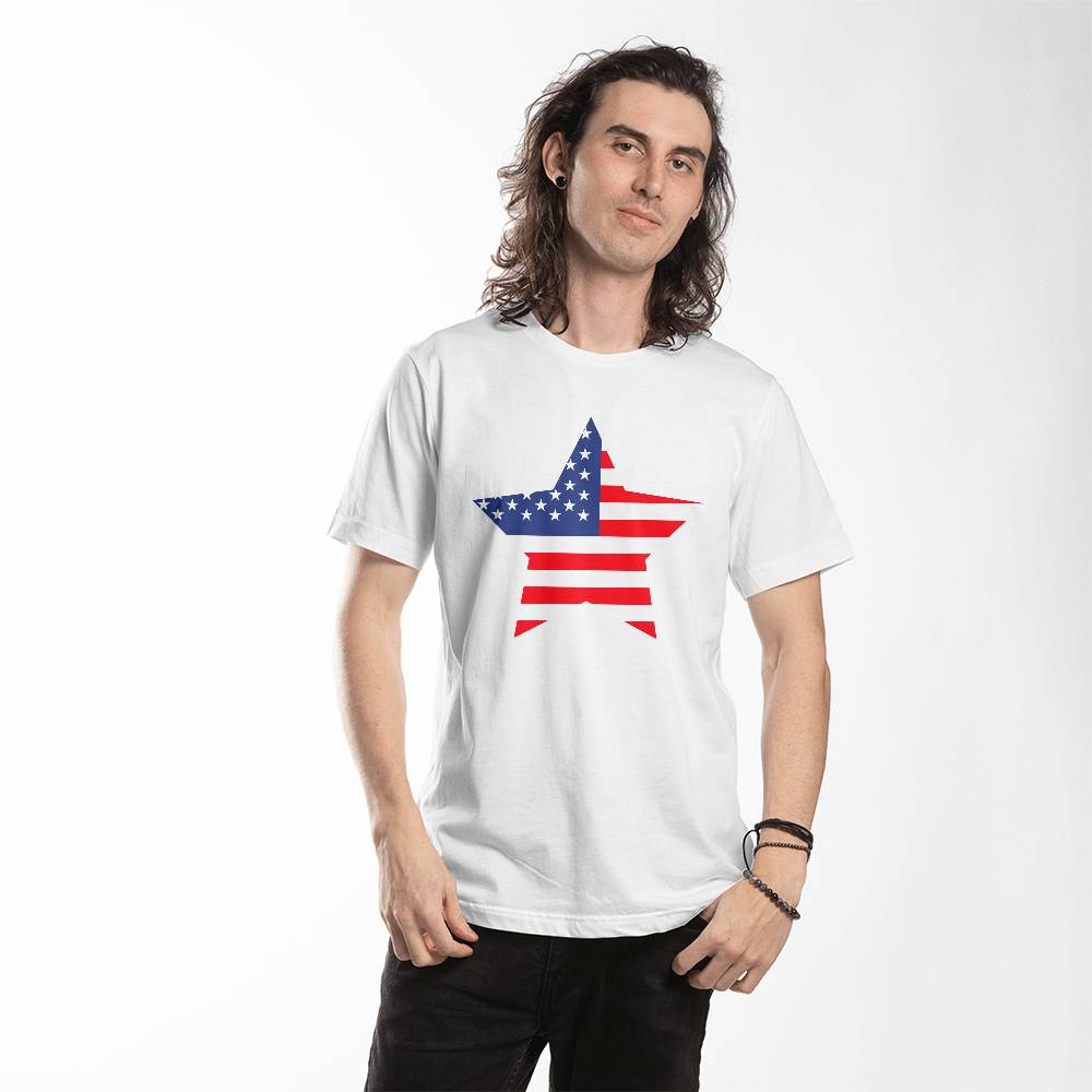 USA Proud Bella + Canvas 3001 Unisex T-Shirt Front Print 10